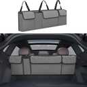 Car Trunk Organizer, Backseat Hanging Large Storage with Adjustable Straps,Waterproof PVC Collapsible Cargo Bag, Car Interior Accessories for Auto SUV MPV (Gray)