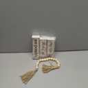 4 Pcs Farmhouse Wooden Tabletop Decor Farmhouse Tiered Tray Decor Rustic Retro Wood Bead Garland with God All Things are Possible Block Sign Neutral Centerpiece Sign for Home Shelf Mantle