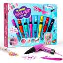 8-Count Nail Art Pen Set for Kids, Non-Toxic Nail Polish & Glitter with Doodle Tip, Nail Art Kit for Girls 7-12, Birthday for 8-12, Toys for 10 Year Olds, Includes Stickers, Gems (Blue)