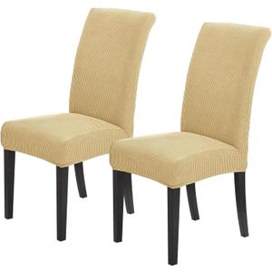 Joccun Chair Covers for Dining Room Set of 2,Dining Chair Slipcovers Stretch Dining Room Chair Covers Seat Protector,Washable Parsons Chair Cover for Home,Hotel(Parmesan,2 Pack)