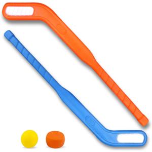 Liberty Imports Kids Floor Hockey Stick Set - 29" Youth Indoor Outdoor Toys Sports Starter Set with Plastic Puck and Ball for Toddlers, Children Ages 3-7 (2 Pack)