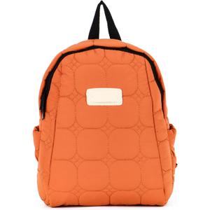 Oweisong Quilted Puffer Backpack for Women Small Lightweight Puffy Daypack Casual Travel Designer Bag for Ladies (Orange)
