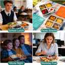 SUMERX 2 Pack Snack Box Containers Set, Stainless Steel 4 Compartment Lunchable Container, Reusable Food Storage Containers with Lids for Travel, Outdoor, Camping, Work(Orange/Blue)