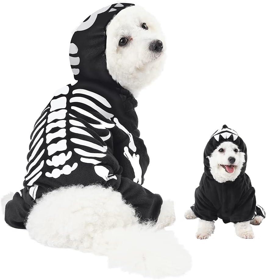 Spooktacular Creations Pet Dog Plush Skeleton Hoodie Costume for Halloween Dress Up Party, Pet Carnival, Outdoor Play (Medium)