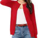 GRACE KARIN Womens Long Sleeve Knit Cardigan Sweaters Casual Dressy Open Front Button Down Cardigans Spring Outfits, Small, Red