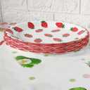 MaitianGuyou 80PCS Strawberry Party Tableware Set - 7 Inch Disposable Paper Plates and Napkins for Summer Fruit Birthday Supplies Baby Shower 1st Birthday Kids Party Decorations