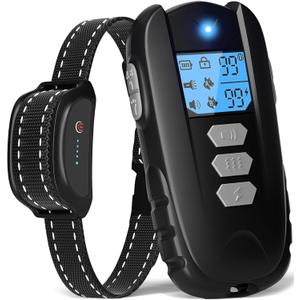 Dog Training Collar with Remote - Waterproof Shock Collar for Dogs Adjustable Levels (1-99) Beep Vibration Shock Flashlight Rechargeable Dog E Collar for Training Small Medium and Large Dogs