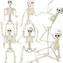 6 Packs Halloween Skeletons, 16 Inch Posable Skeletons Halloween Decorations with Movable Posable Joints, Full Body Mini Plastic Skeleton for Yard Garden Lawn Haunted House Graveyard Props Decor