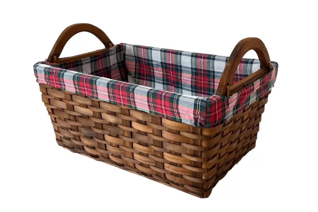 Brown Woodchip Basket with Cotton Liner Set of 3