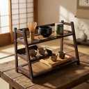 Lnncdsc 3 Tier Bamboo Matcha Station, coffee station organizer Shelf with Drawer for Kitchen Countertop, Tea Bar  Matcha Powder, Tools & Cup Organizer for Matcha Lovers, Home Baristas.