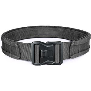 Battle Molle Belt Military Grade, Newly Upgrade Quick Release Buckle 2.0" Tactical Belt, Law Enforcement Duty Belts (Black, M)
