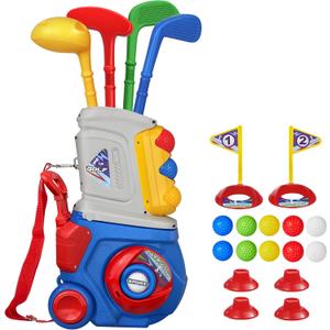 Toddler Golf Set, Kids Golf Set for Ages 1 2 3 4 5 Years Old Boys Girls with 4 Plastic Golf Clubs 10 Balls, Indoor Outdoor Baby Toddler Golf Clubs Set Toy with Cart Birthday Gifts Blue