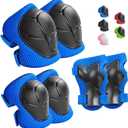 Honoson 7 Pcs Skateboard for Toddlers Beginners Knee Elbow Pads Wrist Guards Gear Set (Rocket,Age 25 Kids 17 x 5'')