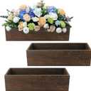 3 Pack 11.8 Inch Long Wood Box Centerpiece for Table, Wood Rectangle Planters for Storage & Decor, Perfect for Centerpieces, Craft Organizer, and More