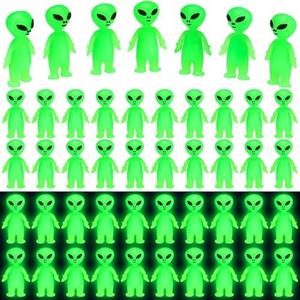 CroBlissful Mini Alien Figures Glow in The Dark Small Little Tiny Aliens Figurine to Hide and Seek for Space Party Favors Easter Toys Bulk Gifts Goodie Bag Fillers Pinata Stuffer(25 Pcs)