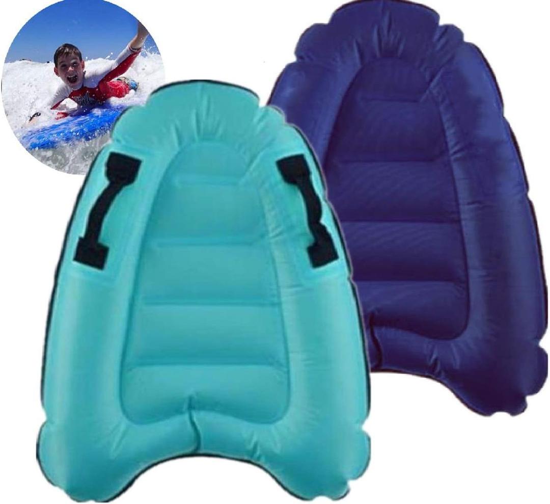 Inflatable Surf Body Board with Handles, Lightweight Swimming Floating Surfboard Aid Mat Learn to Swim, Beach Safety Theme Surfing Swimming Summer Water Fun Toy for Both Kids and Adult, 29.5in*20.5in*6"