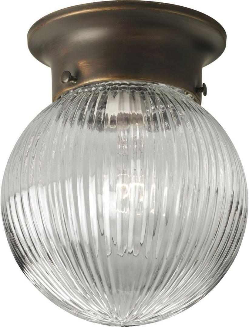 Progress Lighting 1-Light Glass Globe 6-3/8" Close-to-Ceiling, Indoor, P3599-20, Antique Bronze (6-Inch Diameter x 7-1/4-Inch Height)