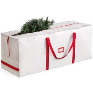 Zober Christmas Tree Storage Bag - Fits 7.5 Ft Artificial Trees - Plastic, Waterproof Christmas Tree Bag For Storage Box For Xmas - Strong, Durable Handles - Label Card Slot - White