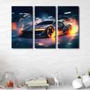 TUMOVO Sports Car Wall Art for Men Boys Bedroom Concept Car Canvas Painting Supercar Large Wall Art for Living Room Contemporary Home Decor 3 Panels Stretched on Wooden Frame, 60L x 40W