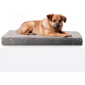 Muddy Mat Dog Crate Bed mat, Comfortable Dog Pillow, Crate Bed for Large Medium Small Dogs and Cats, Ultra Soft & Relaxing Washable & Dryer Safe Chenille Material - Grey Large (28"x42")