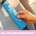 Car Seat Belt Holder & Shoulder Protection Set, Universal Anti-Neck Seat Belt Cover Pad, Cute Soft Seat Belt Cushion for Boys & Girls, Belly Protector for Comfortable Travel (Blue)