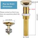 Rockgoya Bathroom Sink Drain, Gold Drain Stopper Bathroom Sink Without Overflow,Pop Up Drain Assembly with Detachable Strainer Basket,Built-in Anti-Clogging Strainer,Stainless Steel