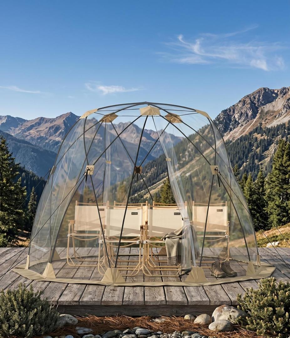 10x10 ft Outdoor Pop Up Bubble Tent, 4-6 Person Garden Dome Igloo Tents with Rainproof & Windproof Design for Camping, Backyard Events and Beach