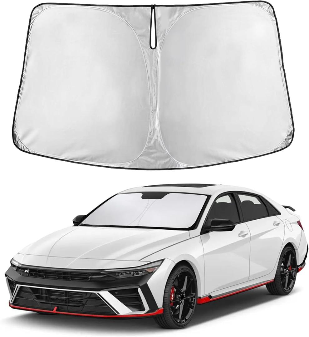 EcoNour Windshield Sunshade Compatible for Hyundai Elantra 2021-2024 2025 2026, Sun Visor for Front Windshield & Window Sun Shade Cover, UV Heat Blocker & Protector, Car Accessories