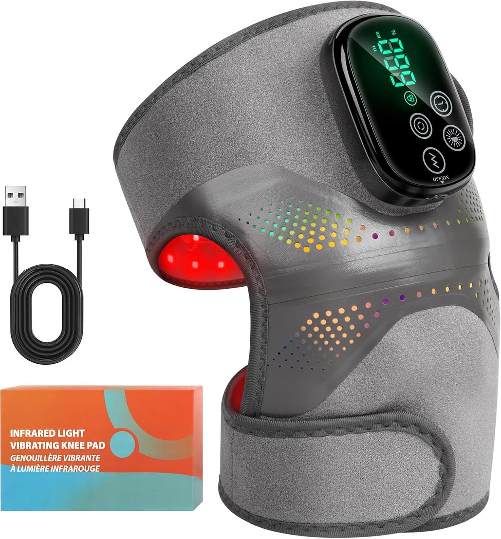 GALAX PRO Cordless Knee Massager - Relieves Joint Discomfort for Knees/Shoulders/Elbows, 3 Heating Levels, 6 Vibration Modes, LED Screen & Adjustable Strap