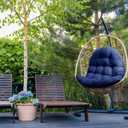 Patio Egg Chair Cushion Replacement, Button Tufted Thick Outdoor Swing Chair Cushion with High Elasticity PP Cotton and Skin-Friendly Fabric, Hammock Cushion for Porch Furniture (Only Cushion)