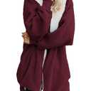 Yanekop Womens Oversized Sherpa Jacket Fuzzy Fleece Zip Up Jacket Warm Winter Coats Faux Fur Coat with Pockets(B Burgundy,L)