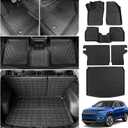 Floor Mats Compatible with 2017-2025 Jeep Compass Trunk Mat Cargo Liner Cargo Mat TPE All Weather Back Seat Cover Protector 2024 Compass Accessories (Trunk Mat+Backrest Mats+Floor Mats)