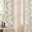 jinchan Lined Linen Blend Curtains Boho Floral Curtains for Bedroom 84 Inch Length Sage Green Embroidered Drapes Rod Pocket Farmhouse Flower Drapes for Living Room Window Treatments Set 2 Panels