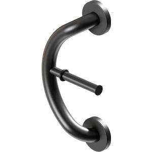 HealthCraft Plus Series Bathroom Grab Bar & Toilet Paper Holder (Matte Black)