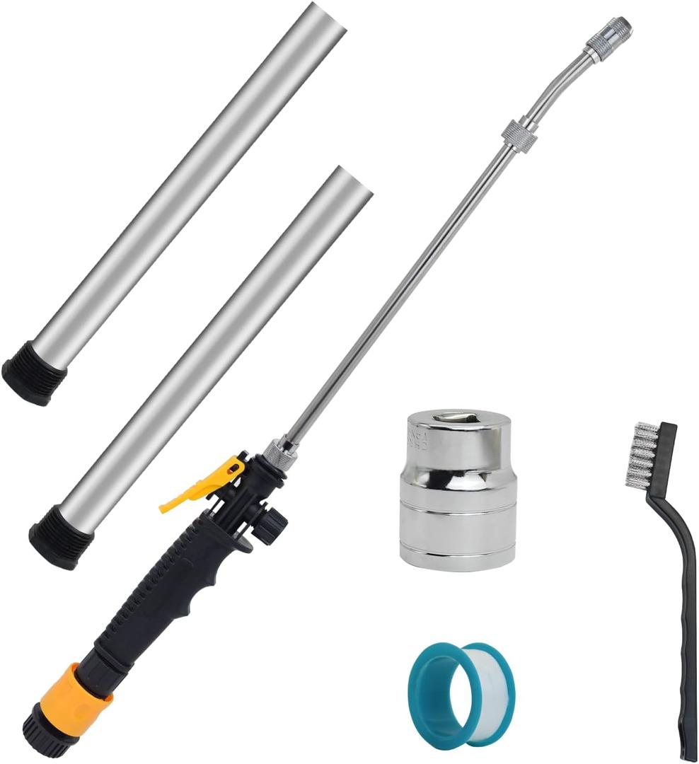 6 Pack RV Water Heater Anode Rod with Flush Wand Hex Wrench Socket Set, 2Pcs 9.25"L x 3/4"NPT Thread Magnesium Rods for Suburban, Mor-Flo, RV Water Heater Flush Wand for Cleaning Water Heater