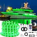 100FT Waterproof Marine LED Strip Lights with Remote, Pontoon Boat Lights App Control, 12V Interior LED Green Strip Lights for Boat, Night Fishing Lighting for Kayaks, Jon Boats, Decks and Bass boat