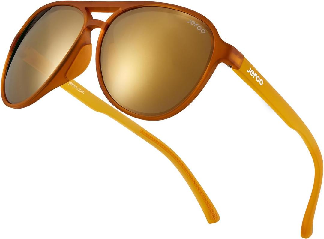 Jefoo Polarized Aviator Sunglasses for Women Men Retro Trendy Sports Sunglasses for Outdoor UV400 Protection