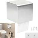 Cat Dog Proof/Waterproof/Covered Toilet Paper Holder with Storage, Stainless Steel Self Adhesive Toilet Paper/Tissue Holder/Dispenser Wall Mount for Bathroom No Drill (Silver)