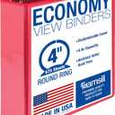 Samsill 4 Inch 3 Ring Binder, Economy Round Ring, Clear View Cover, 675 Sheet Capacity - for Schooo, Home, Office -Red