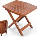Melino Wooden Folding Outdoor Side Table 18x16x16 in, FSC Certified Acacia Wood Weatherproof Small Table for Patio, Porch, Pool, Backyard, Garden, Balcony & Deck - Chestnut