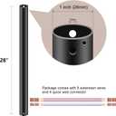 28" Ceiling Fan Downrod, 【1" Outside Diameter】Matte Black Extension Downrod Including 5 Extension Wires and 4 Wiring Clips(No Threads)