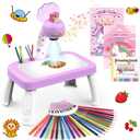 Hoarosall Drawing Projector for Kids, Drawing Board Pad, Color Pens, Pencils, Crayons, Scrapbook etc,Tracing Projector, Ideal Toy for 3+ Year Old Girls (Mermaid Kit)