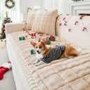 Couch Cover for Dogs Washable, Fuzzy Pet Couch Covers for 3 Cushion Sofa Pet Friendly, Non Slip Sofa Cover (Milk Velvet Light Brown, 27.6"x70.9")