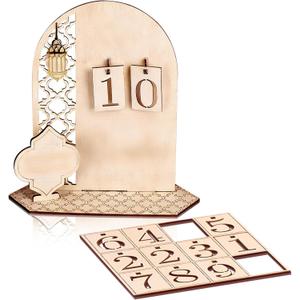 Ramadan Advent Calendars Wooden Eid Mubarak Countdown Calendar Gold Tracker Date Gift for Kids Arabic Muslim Islamic Holiday Table Home Decorations 2026