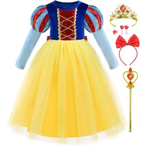 iTVTi Princess Costume for Girls Dresses Toddler Kids Outfit for Halloween Birthday Party Cosplay with Accessories (Tag 100)