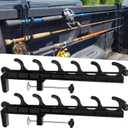 2 Sets Truck Bed Fishing Rod Holder, Holds 4 Rods, Fits 2.36" Thick Rails, Easy Install Kayak & Fly Rod Storage Rack