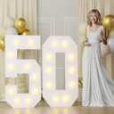 4FT 50 Marquee Numbers, Big 50 Light Up Numbers for 50th Birthday Decorations Warm Light Marquee Numbers 4 Feet Tall for Anniversary Party Decor