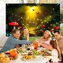 BlissYard Enchanted Forest Backdrop Fantasy Woodland Banner for Party Event Display 71×41 Inch Magical Nature Scene with Glowing Path Butterfly Mushroom Background for Photo Booth Home Decor