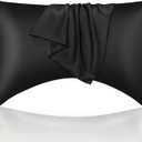 Cooling Curved King Pillow Case for Sider Sleeper Breathable Cool Silky Soft Pillow Cover with Zipper for Hot Sleepers,Hair and Skin Friendly,Black,1 Pack,20x36IN
