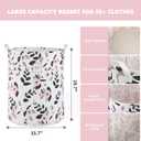 Large Foldable Laundry Basket Hamper Holder Portable Tall Collapsible Laundry Hamper Nusery Storage Basket Bin with Handles, Canvas & Waterproof lining for Household Items (Floral Pink)